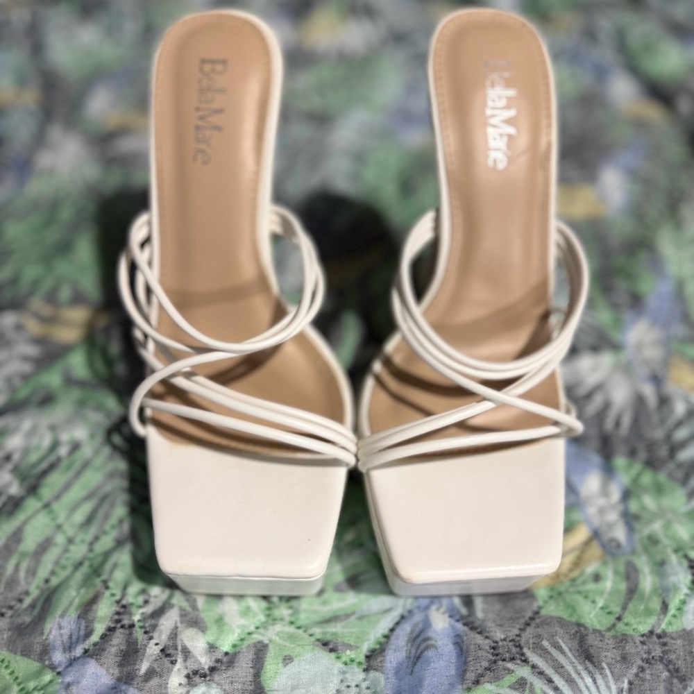 Bella Marie White Strappy Heels